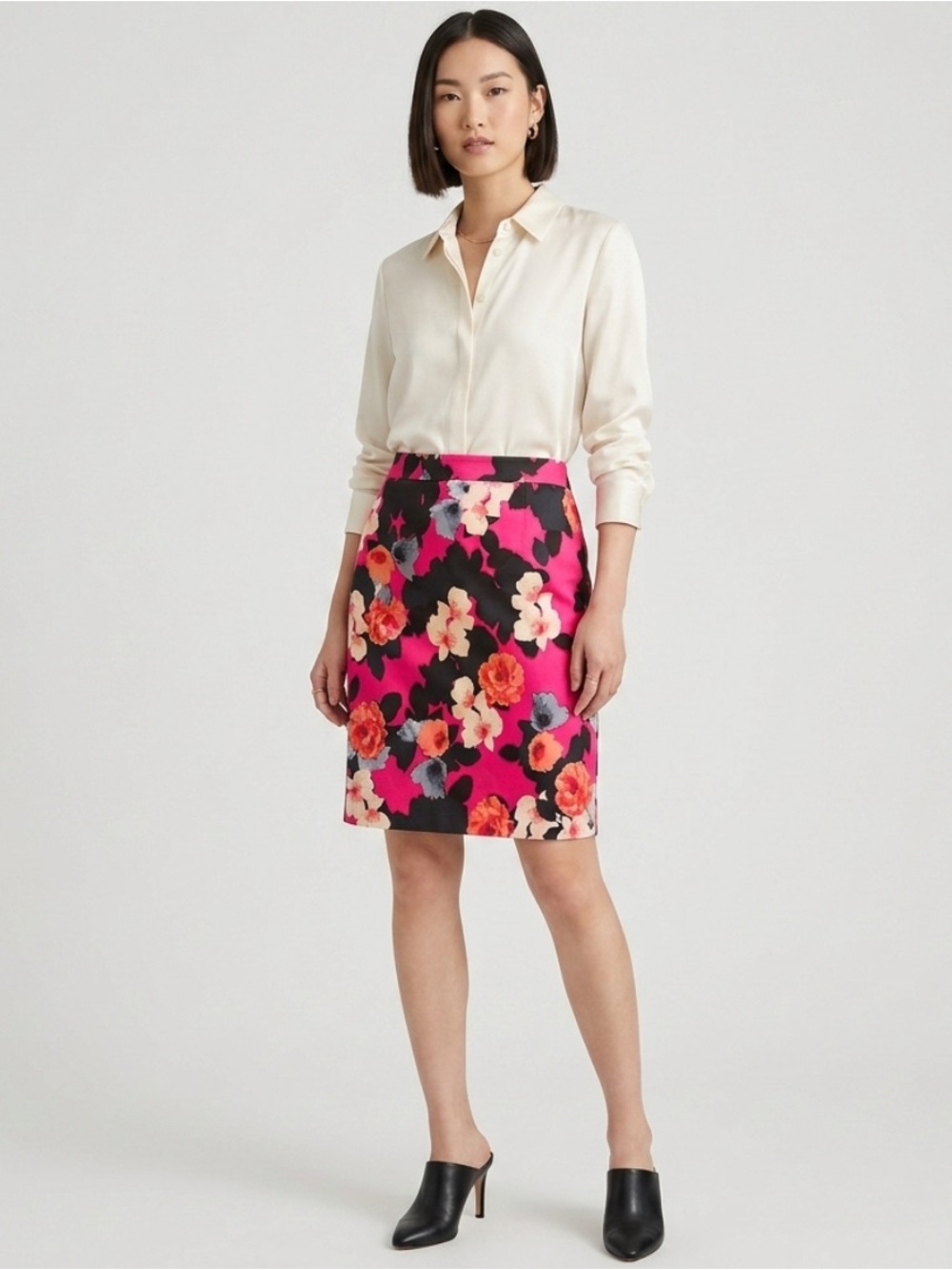 NWT J. Crew The Pencil Skirt Hot Pink Floral Lined Zip Up Women's Size 6 NEW $85